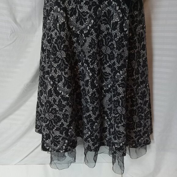 Y2K Black Faux Lace Jersey Knit Girls Size 14 Dress Stretch Goth Party George - Picture 5 of 13